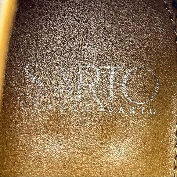 Franco Sarto Heeled Moto Boots Ankle Booties Black Leather Boho Western Fall - Picture 14 of 15